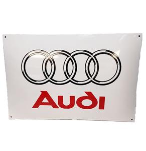 Fiftiesstore Audi Logo Wit Emaille Bord - 60 x 39cm