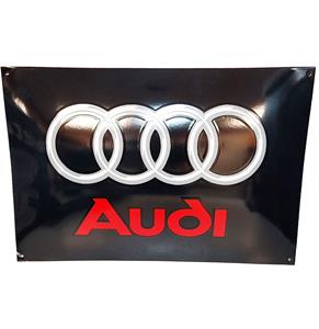 Fiftiesstore Audi Logo Zwart Emaille Bord - 60 x 39cm