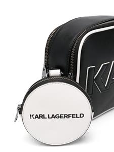 Karl Lagerfeld Kids patch-lettering faux-leather shoulder bag - Zwart