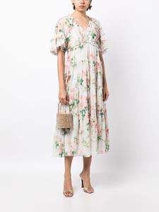 Needle & Thread Harlequin floral-print long-dress - Wit
