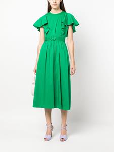 DVF Diane von Furstenberg belted pleated dress - Groen