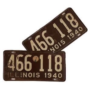 Fiftiesstore Illinois Kentekenplaten - 1940 - Set Van 2