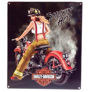 Fiftiesstore Harley-Davidson Smokin' Hot Reliëf Tinnen Bord