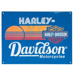Fiftiesstore Harley-Davidson Bar & Shield Sunset Tinnen Bord Met Reliëf - 30 x 40 cm