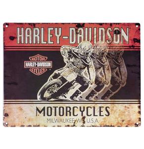 Fiftiesstore Harley-Davidson Racers Tinnen Bord Met Reliëf - 30 x 40 cm