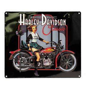 Fiftiesstore Harley-Davidson Classic Pin Up Babe Metalen Bord - 38 x 33cm