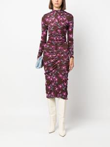 DVF Diane von Furstenberg floral-print ruched dress - Bruin