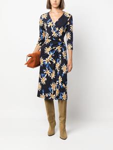 DVF Diane von Furstenberg floral-print V-neck dress - Blauw