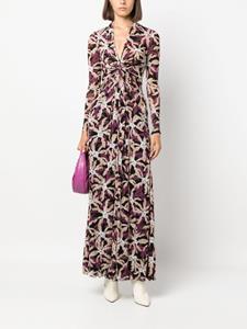 DVF Diane von Furstenberg knot-detail floral-print dress - Bruin
