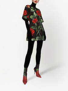 Dolce & Gabbana Jurk met roosprint - Zwart