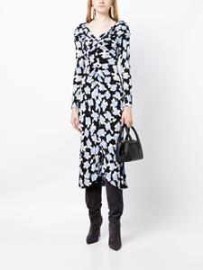 DVF Diane von Furstenberg floral-print V-neck dress - Zwart