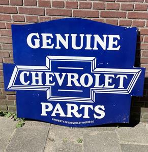 Fiftiesstore Chevrolet Genuine Parts Zwaar Emaille Bord 122 x 98 cm