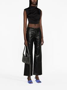ROTATE lace-up faux-leather trousers - Zwart