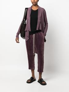 Rick Owens drop-crotch velour cropped trousers - Paars