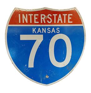 Fiftiesstore Kansas Interstate 70 Origineel Amerikaans Verkeersbord - 61 x 61 cm