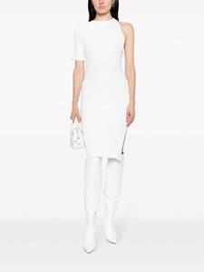 Courrèges single-sleeve ribbed dress - Wit