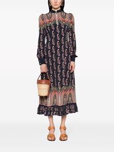 ETRO paisley-print ruffled dress - Zwart