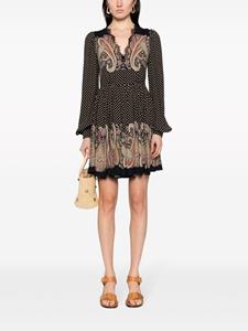 ETRO lace-trim polka-dot flared dress - Zwart
