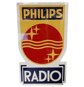 Fiftiesstore Dubbelzijdig Philips Radio Emaille Bord - Origineel - 92 x 53cm