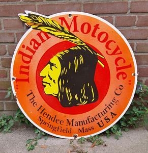 Fiftiesstore Indian Motocycles Logo Emaille Bord - Ø64cm