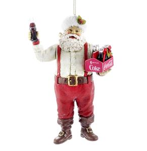 Fiftiesstore Coca-Cola Santa Claus Holding 6-pack Christmas Ornament