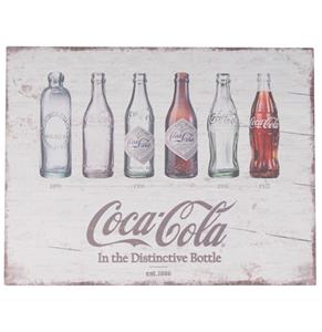 Fiftiesstore Coca-Cola Flessen Evolutie Houten Bord