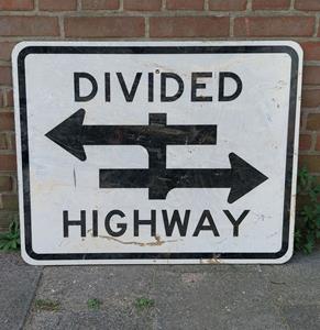 Fiftiesstore Divided Highway Verkeersbord - Origineel - 61 x 76 cm