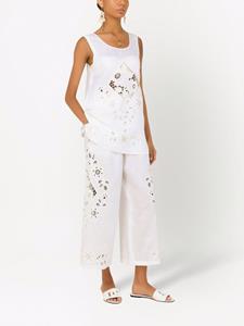 Dolce & Gabbana Broek met geborduurde bloemen - Wit