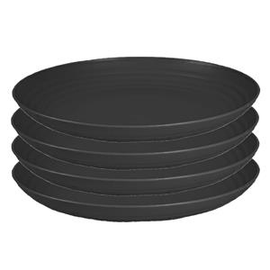 PlasticForte Rond bord/camping bord - 4x - D22 cm - zwart - kunststof - onbreekbaar -