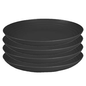 PlasticForte Rond bord/camping bord - 4x - D25 cm - zwart - kunststof - onbreekbaar -