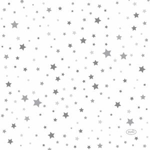 Duni Kerst thema servetten - 60x st - 33 x 33 cm - wit met sterren -