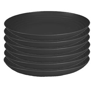 PlasticForte Rond bord/camping bord - 6x - D25 cm - zwart - kunststof - onbreekbaar -