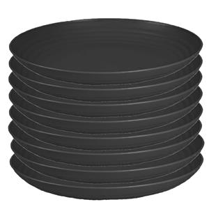 PlasticForte Rond bord/camping bord - 8x - D25 cm - zwart - kunststof - onbreekbaar -