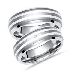 Unique Trouwringen Titanium Zilver Partner Ringen Diamant
