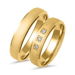Unique Gouden trouwringen met 3 diamanten