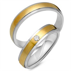 Unique Trouwringen 14 Karaat Geel-Wit Goud Met Diamant
