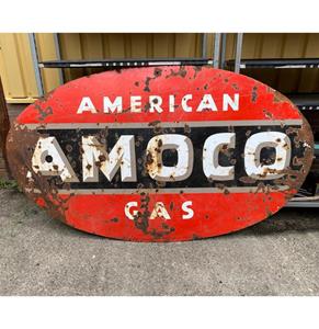 Fiftiesstore Amoco Gas Zwaar Metalen Origineel Bord 244 x 138 cm