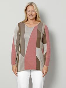 M. collection Trui met color blocking  Rozenhout/Taupe