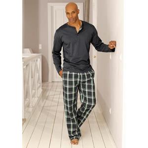 H.I.S Pyjama met lange geruite geweven broek (2-delig, 1 stuk)