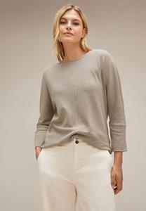 STREET ONE T-Shirt LTD QR 2-color knit look shirt, spring sand melange