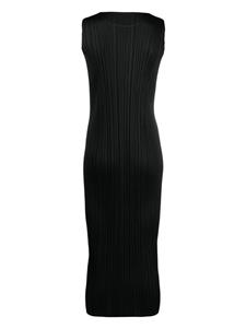 Pleats Please Issey Miyake pleated sleeveless dress - Zwart