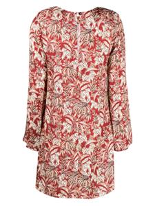 Merci leaf-print long-sleeve dress - Rood