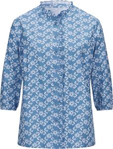 Your Look... for less! Dames Blouse met ruches middenblauw/wit gedessineerd Größe