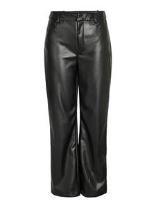 Noisy may Lederimitathose Kunstleder Hose Straight Leg PU Beschichtet NMANDY 6094 in Schwarz