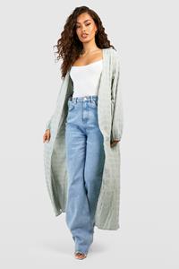 Boohoo Gingham Kimono Met Textuur En Ceintuur, Sage