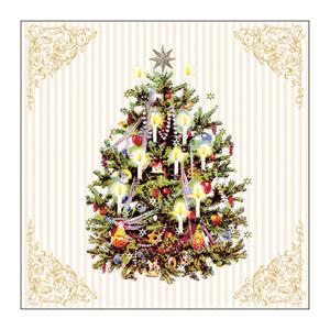 Ambiente Kerst thema servetten - 60x st - 33 x 33 cm - creme wit - kerstboom -