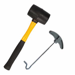 Rubberen hamer / campinghamer 450 gram inclusief tentharingen uittrekker -