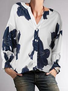 ZANZEA Women Floral Print V-Neck Button Front 3/4 Sleeve Shirt