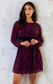 The Musthaves Casual Print Jurk Magenta