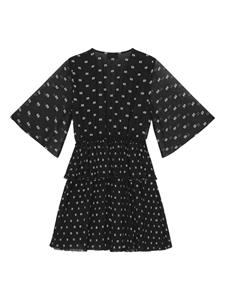 GANNI Geplooide jurk met vlinderprint - Zwart